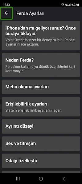 Screenshot of Ferda screen reader